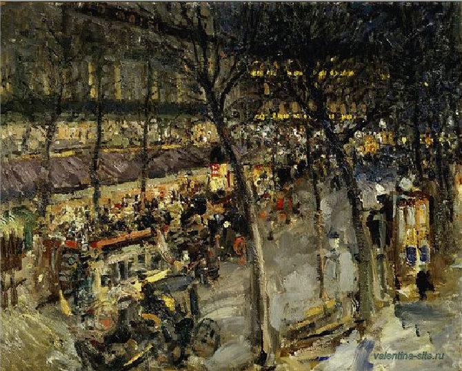 Работа Константина Коровина. Париж. Кафе де ля Пэ. 1906
